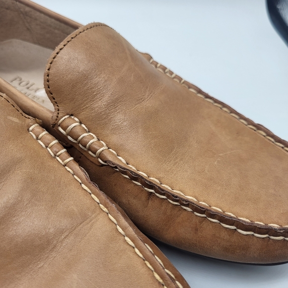 Ralph Lauren Woodley Tan Smooth Pull Up Loafers Sz. 8.5 D - Picture 10 of 11